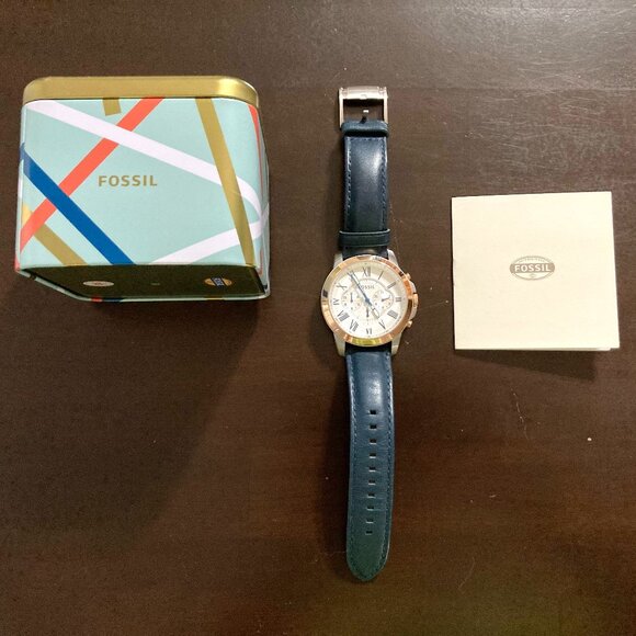 NIB! Fossil FS4930 Grant Chronograph Men’s Wrist Watch w/ Box & Papers FREE SHIP - Picture 1 of 9
